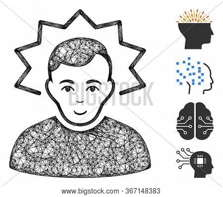 Mesh Inventor Web Icon Vector Illustration. Carcass Model Is Based On Inventor Flat Icon. Network Fo