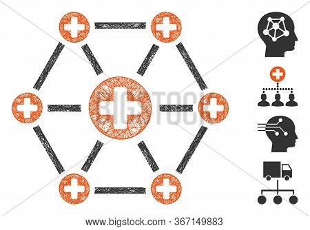 Mesh Medical Network Web Icon Vector Illustration. Carcass Model Is Based On Medical Network Flat Ic