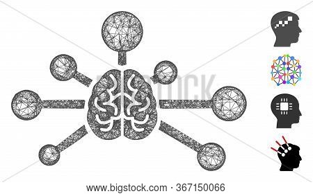 Mesh Mind Control Links Web 2d Vector Illustration. Model Is Based On Mind Control Links Flat Icon. 