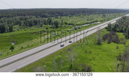 Retro Cars And Modern Minivans Travel In Summer