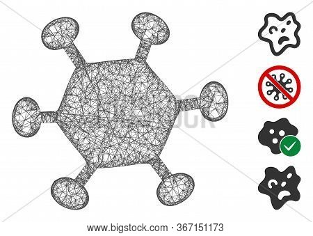 Mesh Parasite Microbe Web Icon Vector Illustration. Model Is Based On Parasite Microbe Flat Icon. Ne