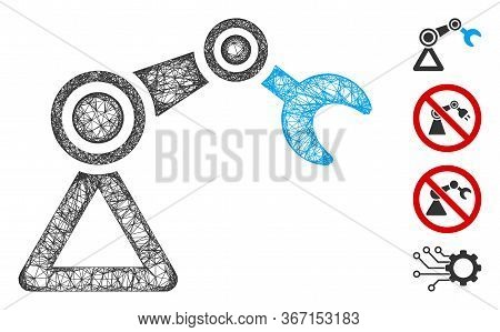 Mesh Robotics Manipulator Web Icon Vector Illustration. Abstraction Is Based On Robotics Manipulator