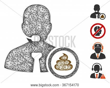 Mesh Shit Operator Web Icon Vector Illustration. Model Is Based On Shit Operator Flat Icon. Network 