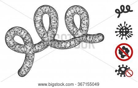 Mesh Spiral Bacillus Web Icon Vector Illustration. Carcass Model Is Created From Spiral Bacillus Fla