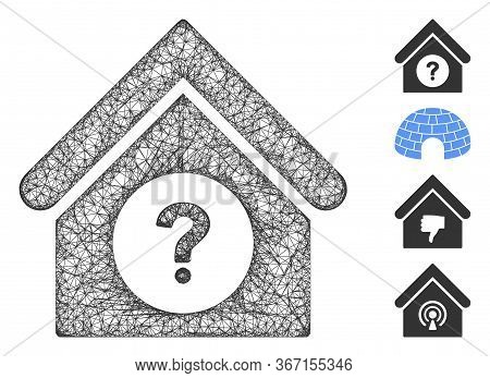 Mesh Status Building Web Icon Vector Illustration. Model Is Based On Status Building Flat Icon. Netw
