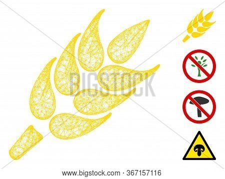 Mesh Wheet Web Symbol Vector Illustration. Carcass Model Is Based On Wheet Flat Icon. Network Forms 