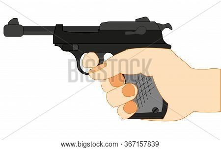 German Gun Walther In Hand Of The Person
