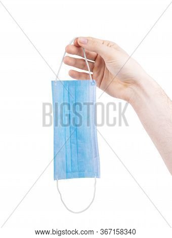 Hand Give To Surgical Mask For Protect Corona Virus (covit-19) Isolated On White Background With Cli