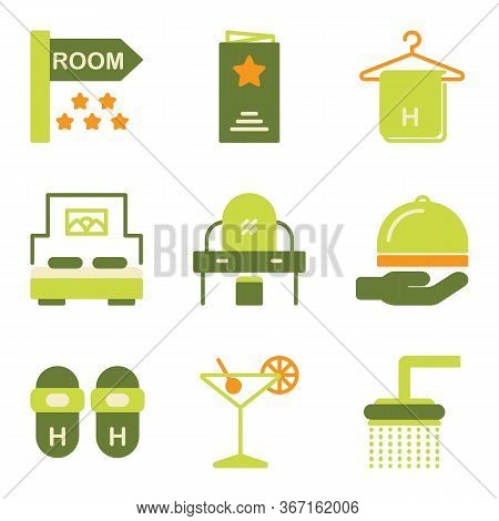 Hotel Icon Set Include Room, Hotel, Sign Board, Sign, Menu, Service, Dinner, Towel, Hanger, Bath Tow