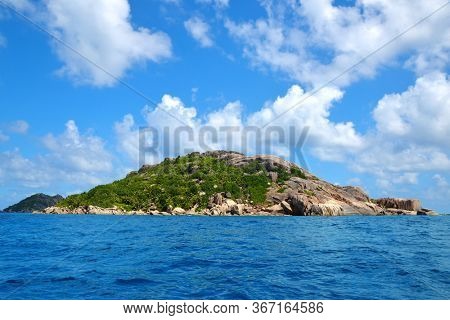 Tropical island Grande Soeur near La Digue, Indian Ocean, Seychelles.