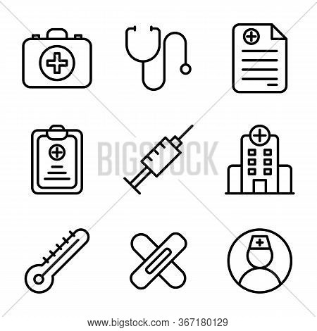Medic Icon Set Include Aid, First, Kit, Health, Doctor, Medic, Medical, Stethoscope, Prescription, H