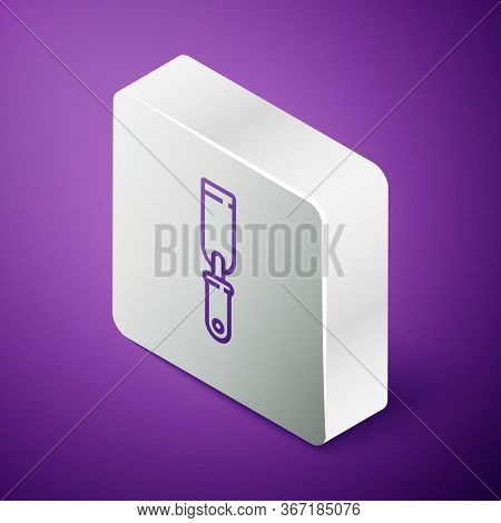 Isometric Line Rasp Metal File Icon Isolated On Purple Background. Rasp For Working With Wood And Me