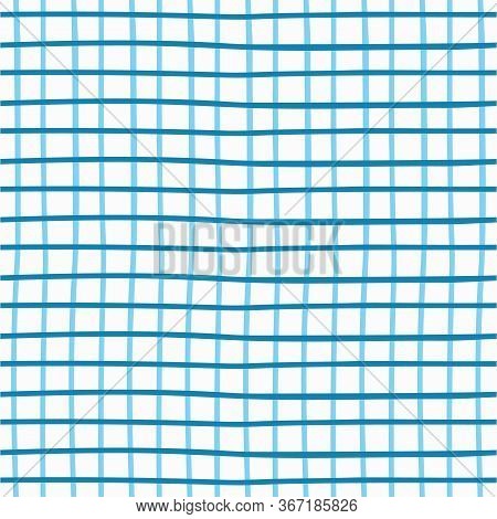 Vector Seamless Pattern With Hand Drawn Blue Grids