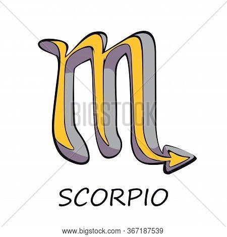 Scorpio Zodiac Sign Flat Cartoon Vector Illustration. Celestial Scorpion, Water Horoscope Symbol. As