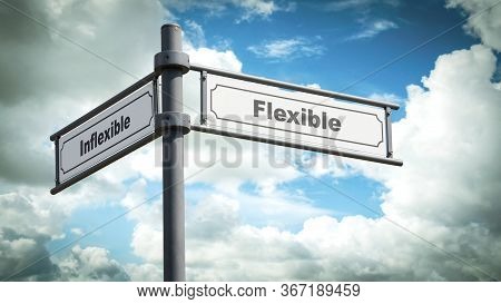 Street Sign The Direction Way To Flexible Versus Inflexible