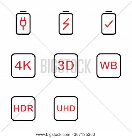 Photo Editor Icon Set Include Battery, Charge, Device, Plug, Charging, Energy, Electricity, Camera,
