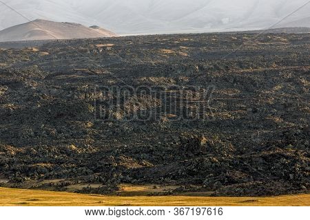 Rocky Desert. A Lot Of Black Stones. Lava Fields Near Mount Ararat In Eastern Turkey, Agri Province.
