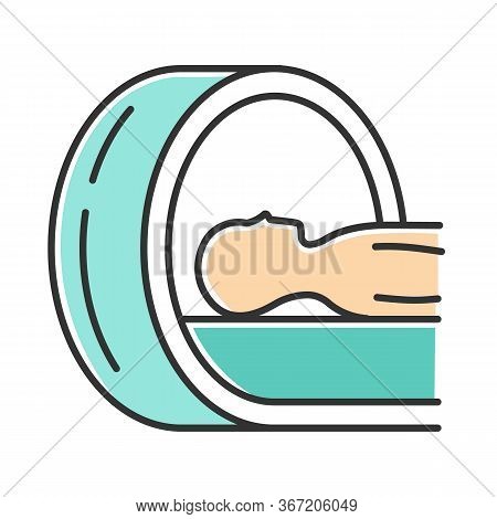 Tomography Color Icon. Brain Scan. Cancer Tumor Risk Check. Illness Diagnosis. Disease Examination. 