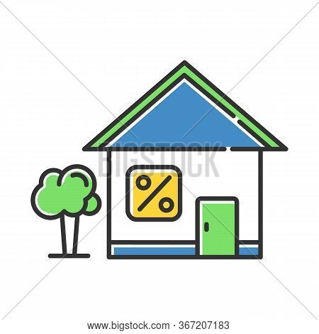 Home Loan Color Icon. Credit With Interest Rate To Buy Real Estate Building. Buying, Renting House. 