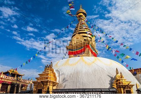 Swayambhunath Or Swayambhu Or Monkey Temple Is An Ancient Religious Complex In The Kathmandu City In