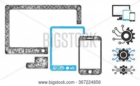 Mesh Electronic Devices Web Icon Vector Illustration. Abstraction Is Based On Electronic Devices Fla