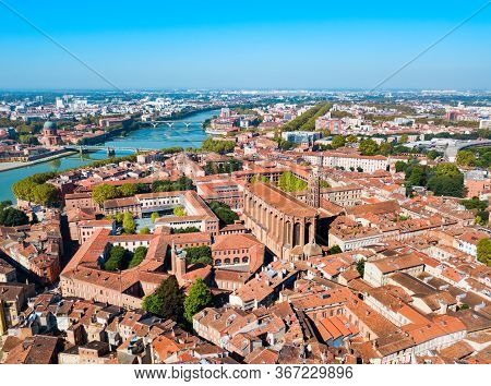 Church Of The Jacobins Aerial Panoramic View, A Roman Catholic Church Located In Toulouse City, Fran