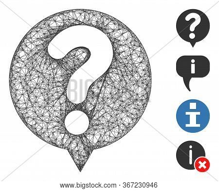 Mesh Status Balloon Web Icon Vector Illustration. Carcass Model Is Based On Status Balloon Flat Icon