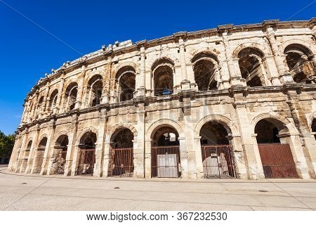 Nimes Arena Exterior View. Nimes Is A City In The Occitanie Region Of Southern France