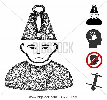 Mesh Head Stress Web Icon Vector Illustration. Abstraction Is Based On Head Stress Flat Icon. Networ