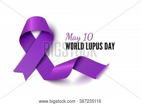 World Lupus Day Purple Ribbon Realistic Vector Banner Template
