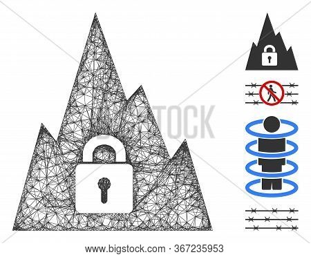 Mesh Locked Tunnel Web Icon Vector Illustration. Carcass Model Is Based On Locked Tunnel Flat Icon. 
