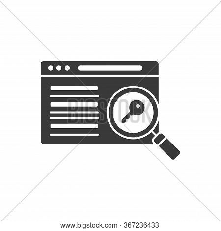 Seo Keywording Black Glyph Icon. Digital Marketing Sign. Metadata Vector Pictogram. Website Ranking 