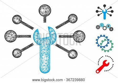 Mesh Service Relations Web Icon Vector Illustration. Carcass Model Is Based On Service Relations Fla