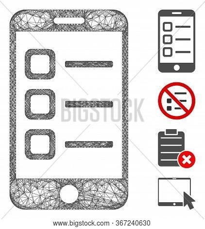 Mesh Mobile List Web 2d Vector Illustration. Model Is Based On Mobile List Flat Icon. Mesh Forms Abs