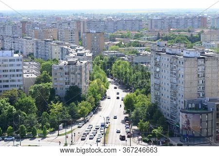 Timisoara, Romania - 05.13.2020: Calea Circumvalatiunii Street Bird Eye View