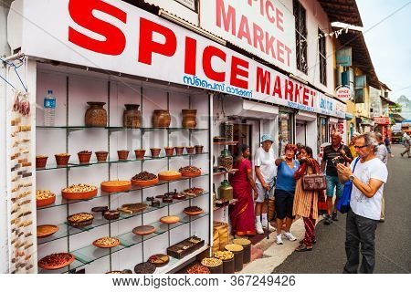 Cochin, India - March 14, 2012: Market Street With Souvenir And Shops In Fort Kochi In Cochin City, 