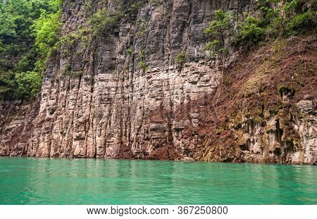 Wushan, Chongqing, China - May 7, 2010: Mini Three Gorges On Daning River. Closeup Of Multi-color Br
