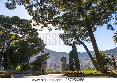 City Garden On Avenue De La Porte Neuve In Principality Of Monaco, French Riviera. Porte Neuve Is Tw
