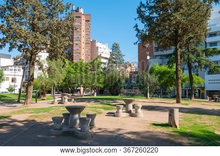Cordoba Argentina January 4 Tejas Park With Its Marble Tables And Stools Is Part Of The National Uni