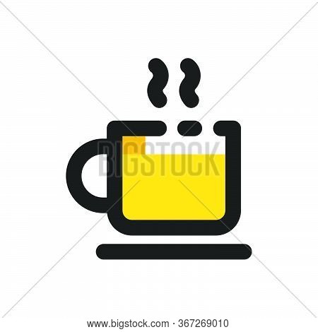 Flat Mbe Style Black Gold Sweet Dessert Drink Icon, Lovely Yellow Orange Beverage Ice Cream Item, Ad