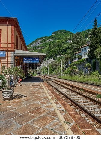 Varenna, Italy - May 31, 2019: Varenna-esino-perledo Regional Train Station Provides An Easy Access 