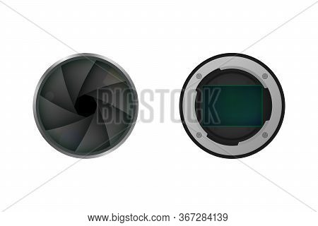 Image Sensor And Shutter. Vector Illustration. Camera Equipment.