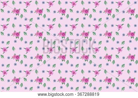 Watercolor Hand Drawn Flower Summer Beautiful Pink Pattern.