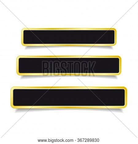 Golden Banner/ Button Set On White Background. Vector Illustration