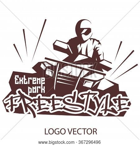 Extreme Park Logo Concept Atv Quad Bike. Freestyle On Atv Logo For Your Business Project. Vector Ill