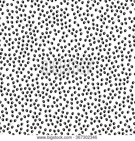 Black Dots Texture Background In Doodle Style. Sketchy Hand Drawn Points Vector Seamless Pattern. Fr