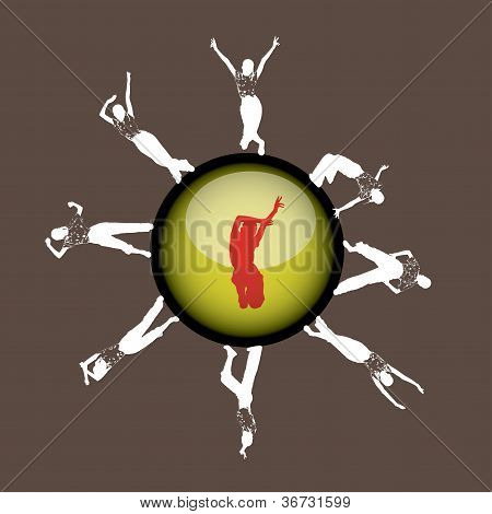 White dancing silhouettes