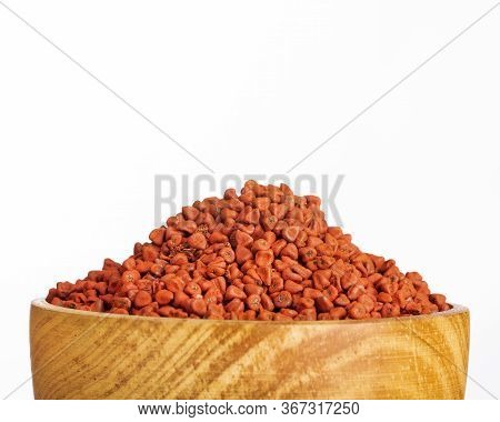 Organic Achiote Seeds - Bixa Orellana. Text Space
