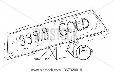 Vector Cartoon Stick Figure Drawing Conceptual Illustration Of Man, Stock Market Investor Or Busines