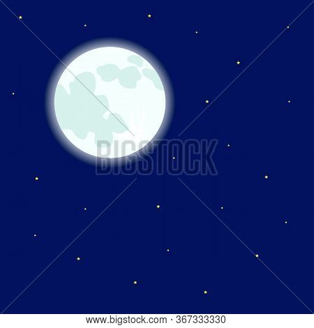 Moon Satellite With Craters For Logo, Outer Space, Symbol. Ransparent Shadow And Lettering.